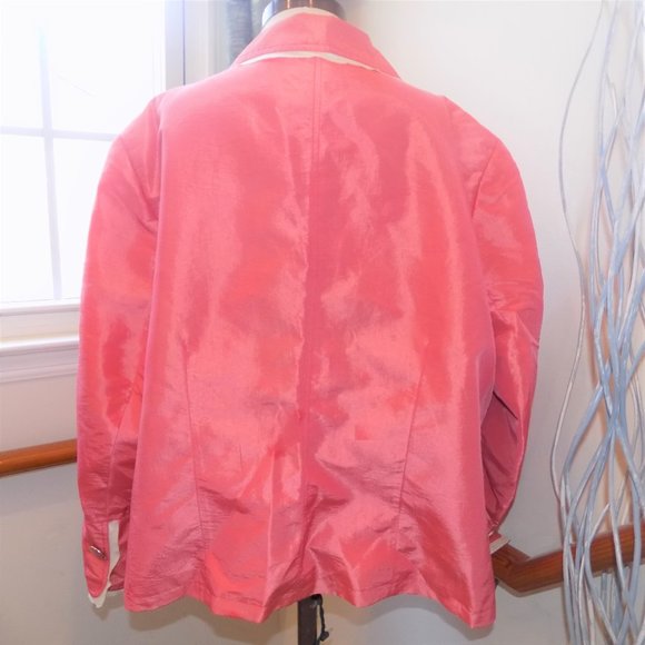 DEBRA DEROO Coral Blazer Cream Trim Size XL - Picture 2 of 2